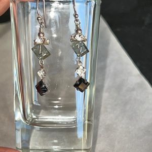 Vintage 925 Silver Smokey Quartz Cube Crystals Glass gorgeous Details 2”